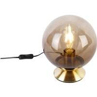 Art Deco Tischlampe Messing mit Rauchglas - Pallon von QAZQA