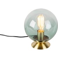 Art Deco Tischlampe Messing mit grünem Glas - Pallon von QAZQA