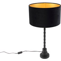 Art Deco Tischlampe mit Veloursschirm schwarz 35 cm - Pisos von QAZQA