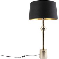 Art Deco Tischlampe schwarz mit Baumwollschirm schwarz 45 cm - Diverso Art Deco Tischlampe schwarz mit Baumwollschirm schwarz 45 cm - Diverso von QAZQA
