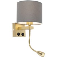 Art Deco Wandlampe Gold mit grauem Schirm - Brescia von QAZQA