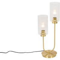 Art-Deco-Tischlampe Gold mit Glas 2-flammig - Laura von QAZQA