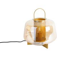 Art Deco Tischlampe Gold mit Bernsteinglas 30 cm - Kevin von QAZQA