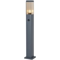 Außenleuchte Dunkelgrau mit Rauchglas 80cm IP44 mit Steckdose und Bewegungssensor - Malios von QAZQA
