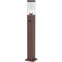 Außenleuchte Rostbraun mit Klarglas 80cm IP44 mit Steckdose und Bewegungssensor - Malios von QAZQA