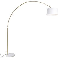 Qazqa - Bogenleuchte Messing mit weißem Stoffschirm 50 cm - xxl Qazqa - Bogenleuchte Messing mit weißem Stoffschirm 50 cm - xxl von QAZQA