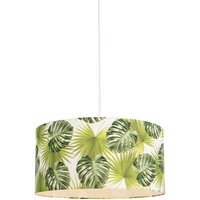 Qazqa - Botanische Hängelampe weiß mit Blattprint-Schirm 50cm - Combi 1 Qazqa - Botanische Hängelampe weiß mit Blattprint-Schirm 50cm - Combi 1 von QAZQA