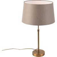 Bronze Tischlampe mit Leinenschirm taupe 35 cm - Parte von QAZQA