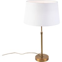 Bronze Tischlampe mit Leinenschirm weiß 35cm - Parte von QAZQA