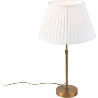 Bronze Tischlampe mit plissiertem Schirm weiß 35 cm - Parte von QAZQA