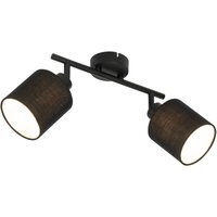 Deckenfleck schwarz mit schwarzem Schirm 2-Licht verstellbar - Hetta von QAZQA