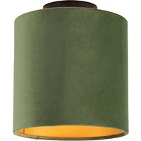 Deckenleuchte mit Samtschirm grün/gold 20 cm - Combi schwarz von QAZQA