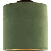 Deckenleuchte mit Samtschirm grün/gold 25 cm - Combi schwarz von QAZQA