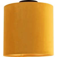 Deckenleuchte mit Samtschirm ocker/gold 25cm - Combi schwarz von QAZQA