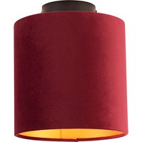 Deckenleuchte mit Samtschirm rot/gold 20 cm - Combi schwarz von QAZQA