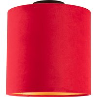 Deckenleuchte mit Samtschirm rot/gold 25 cm - Combi schwarz von QAZQA