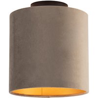 Deckenleuchte mit Schirm taupe/gold 20 cm - Combi schwarz von QAZQA