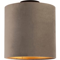 Deckenleuchte mit Schirm taupe/gold 25 cm - Combi schwarz von QAZQA