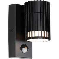 Design-Außenwandleuchte schwarz mit Bewegungssensor IP44 - Boris Design-Außenwandleuchte schwarz mit Bewegungssensor IP44 - Boris von QAZQA