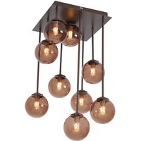 Design-Deckenleuchte Bronze mit bronzefarbenem Glas, 9-flammig - Athen von QAZQA