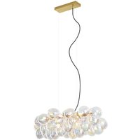 Design-Hängeleuchte Gold mit Regenbogen-Glas 8-flammig - Uvas von QAZQA