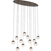 Design-Pendelleuchte Dunkelbronze mit Klarglas 12-flammig - Inge Design-Pendelleuchte Dunkelbronze mit Klarglas 12-flammig - Inge von QAZQA