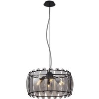 Design-Pendelleuchte Schwarz mit Rauchglas Rund 6-flammig - Mochan Design-Pendelleuchte Schwarz mit Rauchglas Rund 6-flammig - Mochan von QAZQA