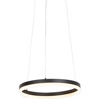 Design-Ring-Hängelampe schwarz 40 cm inkl. LED und Dimmer - Anello von QAZQA