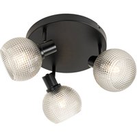 Design-Spot schwarz mit Rauchglas 3-flammig rund - Chico Design-Spot schwarz mit Rauchglas 3-flammig rund - Chico von QAZQA