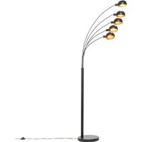 Design-Stehlampe schwarz mit Gold 5 Lichter - Sixties Marmo von QAZQA