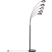 Design Stehlampe schwarz mit Rauchglas 5-flammig - Sixties Marmo von QAZQA