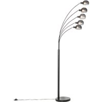 Design Stehlampe schwarz mit Rauchglas 5-flammig - Sixties Marmo von QAZQA