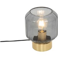 Design Tischlampe Messing mit Rauchglas - Stiklo von QAZQA