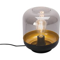 Design-Tischlampe schwarz mit Gold und Rauchglas – Kyan von QAZQA