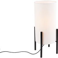 Design Tischlampe schwarz mit Leinenschirm weiß - Rich von QAZQA