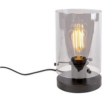 Design Tischlampe schwarz mit Rauchglas - Kuppel von QAZQA