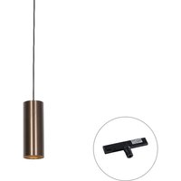 Design hanglamp donkerbrons incl. rail adapter 1-fase - Slimline Tubo Design hanglamp donkerbrons incl. rail adapter 1-fase - Slimline Tubo von QAZQA