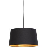 Hängelampe mit Baumwollschirm schwarz mit Gold 40 cm - Combi von QAZQA