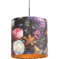 Hängelampe mit Veloursschirm Blumen mit Gold 40 cm - Combi von QAZQA