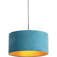 Hängelampe mit Veloursschirm blau mit Gold 50 cm - Combi von QAZQA