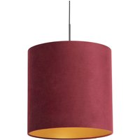 Hängelampe mit Veloursschirm rot mit Gold 40 cm - Combi Hängelampe mit Veloursschirm rot mit Gold 40 cm - Combi von QAZQA