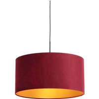 Hängelampe mit Veloursschirm rot mit Gold 50 cm - Combi von QAZQA