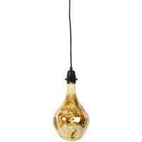 Qazqa - Hängelampe schwarz dimmbar inkl. LED-Spiegel gold dimmbar - Cava Luxe von QAZQA