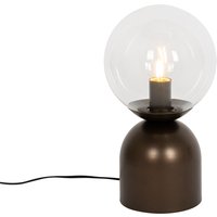 Hotel-Chic-Tischlampe aus dunkler Bronze mit klarem Glas – Pallon Trend von QAZQA