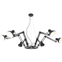 Industrie-Hängelampe schwarz 6-flammig verstellbar - Hobby Spinne von QAZQA