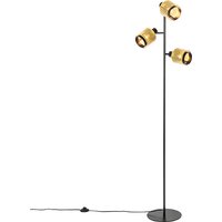 Industrielle Stehlampe schwarz mit goldenen 3 Lichtern - Kayden von QAZQA