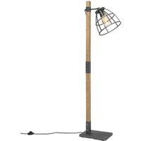 Industrielle Stehlampe dunkelgrau mit Holz - Arthur Industrielle Stehlampe dunkelgrau mit Holz - Arthur von QAZQA