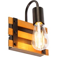 Industrielle Wandlampe braun mit Holz - Paleta Mai von QAZQA
