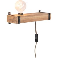 Industrielle Wandleuchte Holz USB - Reena von QAZQA