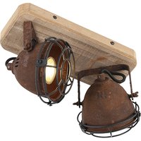 Industriestrahler rostbraun mit Holz kippbar 2-Licht - Gina von QAZQA